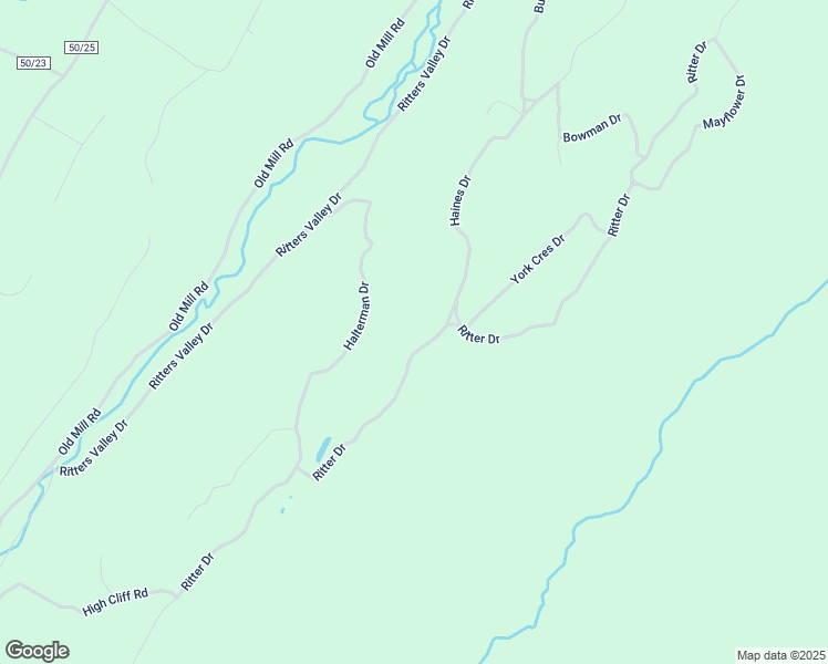 map of restaurants, bars, coffee shops, grocery stores, and more near 979 Ritter Drive in High View
