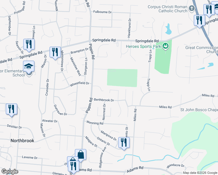 map of restaurants, bars, coffee shops, grocery stores, and more near 9990 Greenriver Drive in Cincinnati