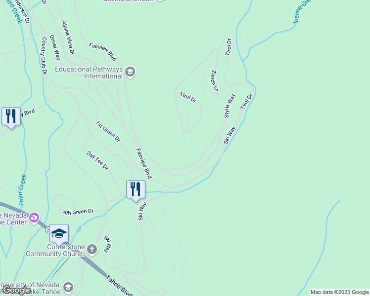 map of restaurants, bars, coffee shops, grocery stores, and more near 1467 Glarus Court in Incline Village