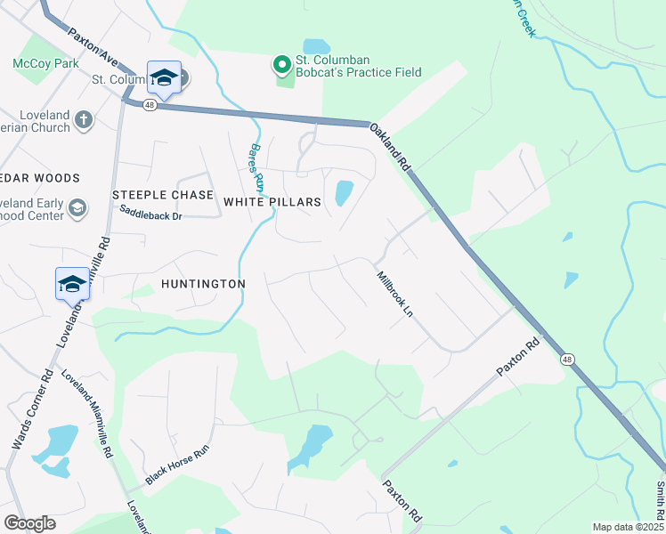 map of restaurants, bars, coffee shops, grocery stores, and more near Millbrook Lane in Loveland