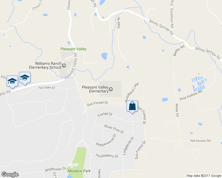 map of restaurants, bars, coffee shops, grocery stores, and more near 14685 Pleasant Valley Road in Penn Valley