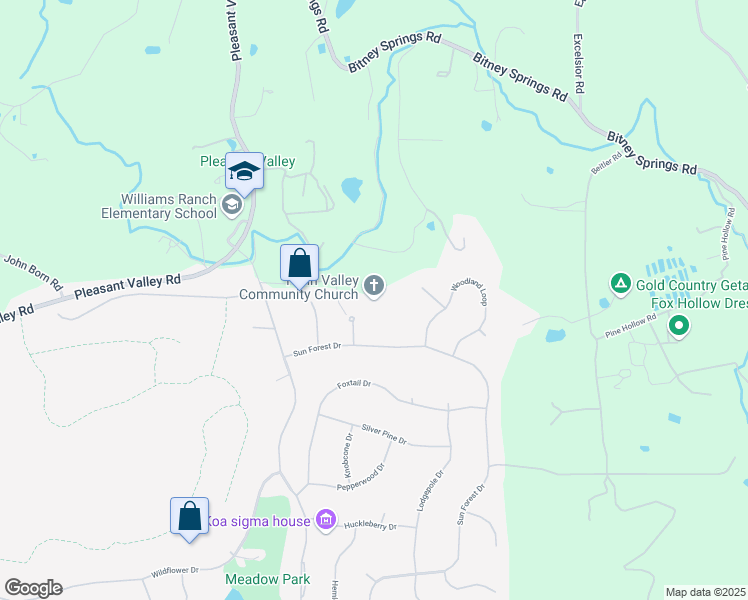 map of restaurants, bars, coffee shops, grocery stores, and more near 14685 Pleasant Valley Road in Penn Valley