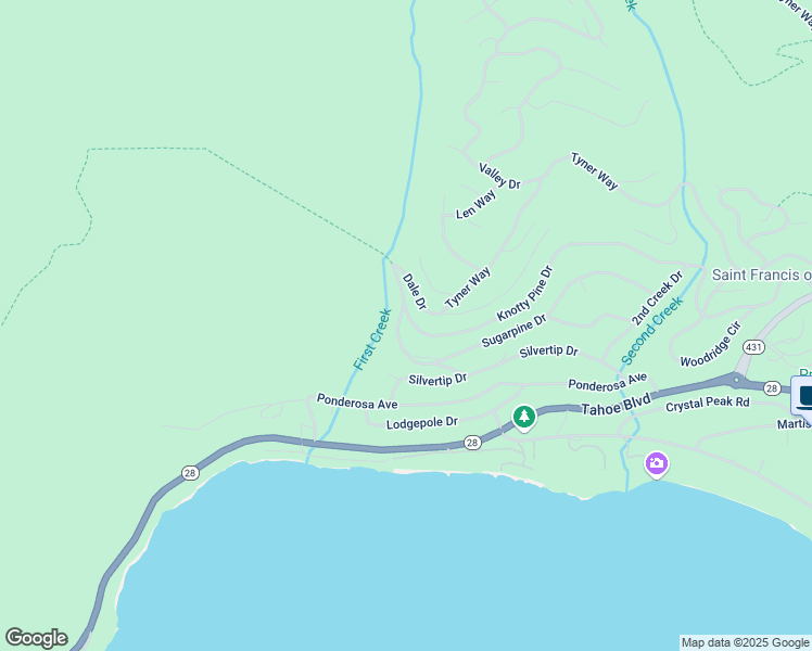 map of restaurants, bars, coffee shops, grocery stores, and more near 513 Sugarpine Drive in Incline Village