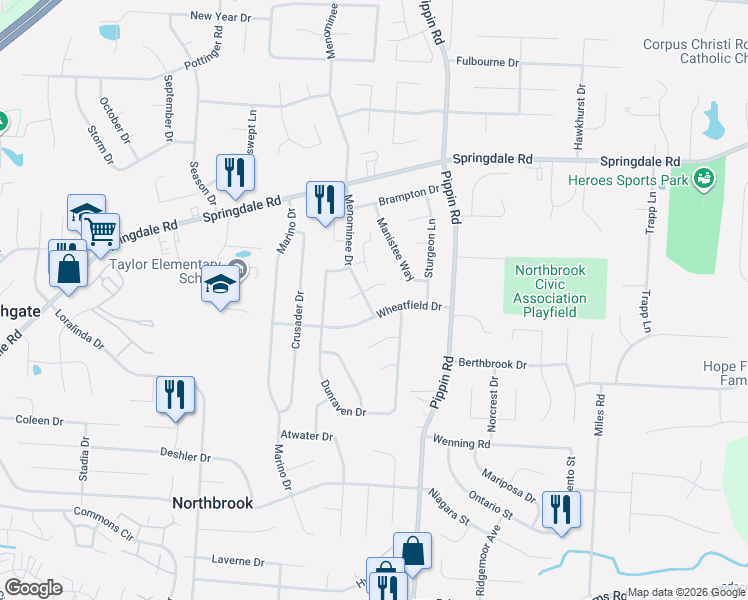 map of restaurants, bars, coffee shops, grocery stores, and more near 2821 Honesdale Court in Cincinnati