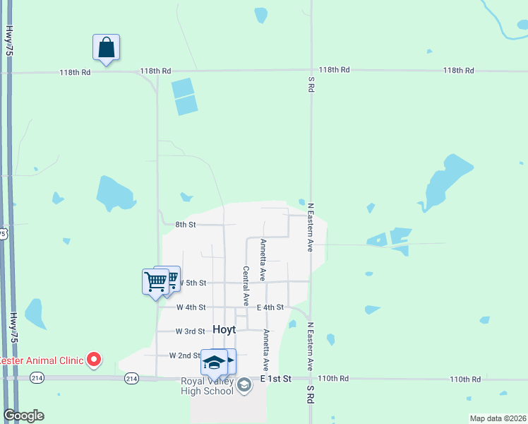 map of restaurants, bars, coffee shops, grocery stores, and more near McKeage Avenue in Hoyt