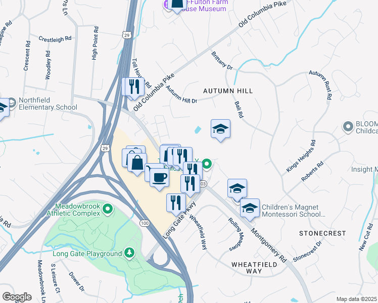 map of restaurants, bars, coffee shops, grocery stores, and more near 4615 -B Crossing Court in Ellicott City