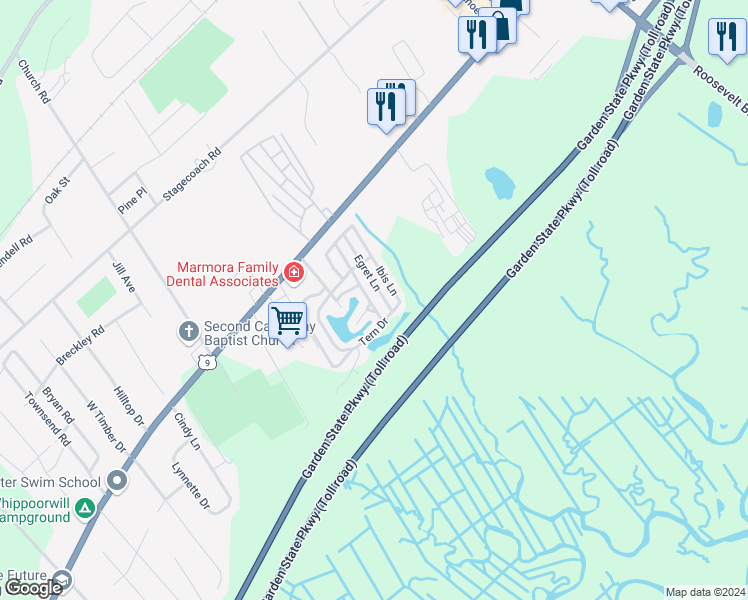map of restaurants, bars, coffee shops, grocery stores, and more near 184 Lake Corson Lane in Marmora
