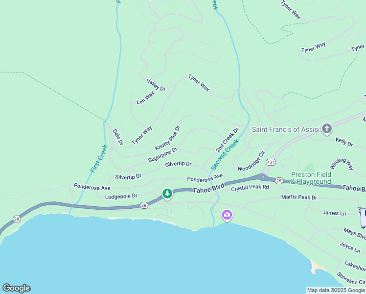 map of restaurants, bars, coffee shops, grocery stores, and more near 568 Jackpine Lane in Incline Village