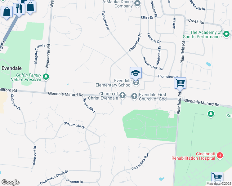 map of restaurants, bars, coffee shops, grocery stores, and more near 3766 Glendale Milford Road in Cincinnati