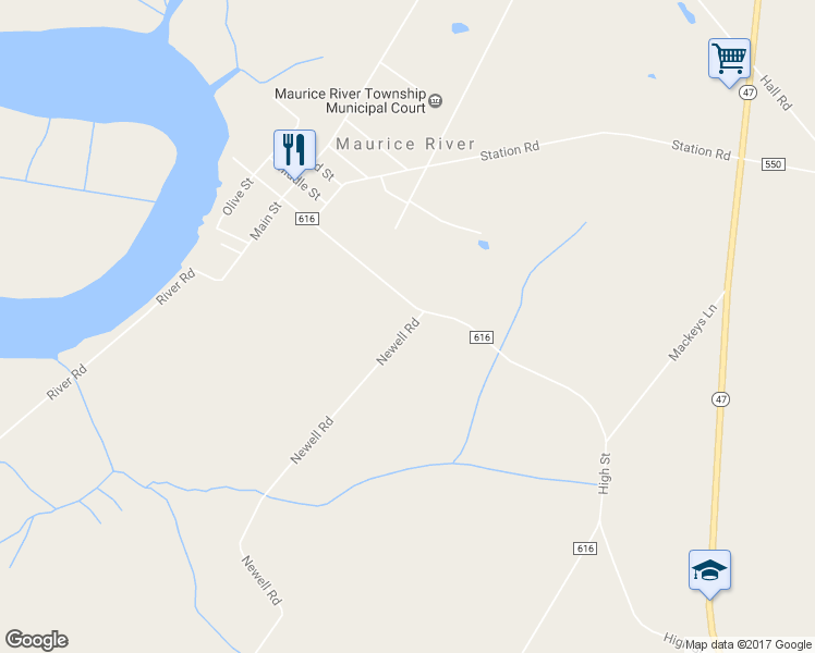 map of restaurants, bars, coffee shops, grocery stores, and more near 110 High Street in Maurice River