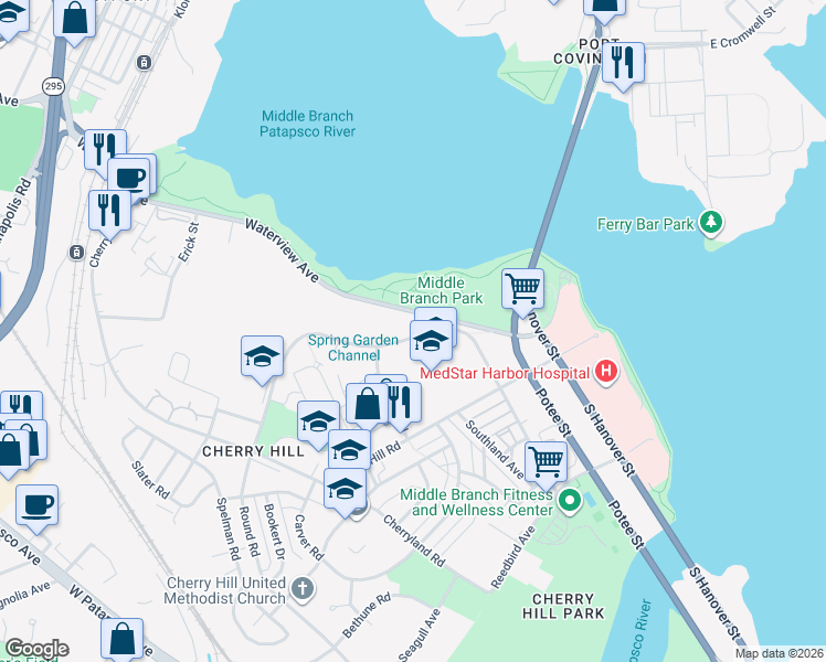map of restaurants, bars, coffee shops, grocery stores, and more near 2667 Seamon Avenue in Baltimore