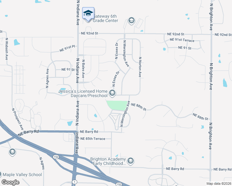map of restaurants, bars, coffee shops, grocery stores, and more near 8822 North Mersington Avenue in Kansas City