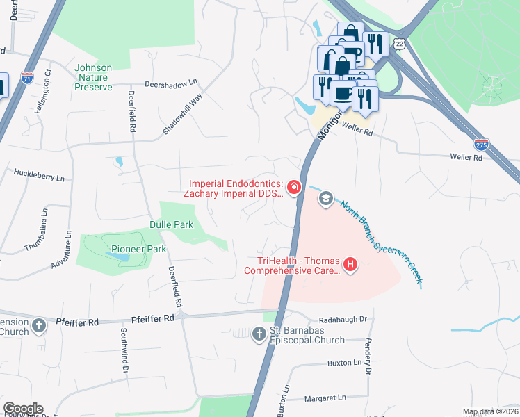 map of restaurants, bars, coffee shops, grocery stores, and more near 48 Canteybury Lane in Montgomery