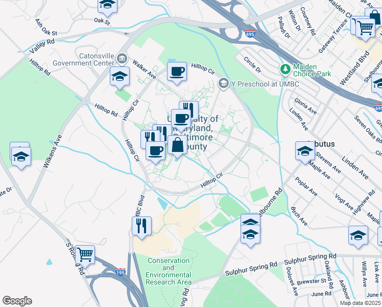 map of restaurants, bars, coffee shops, grocery stores, and more near in Baltimore