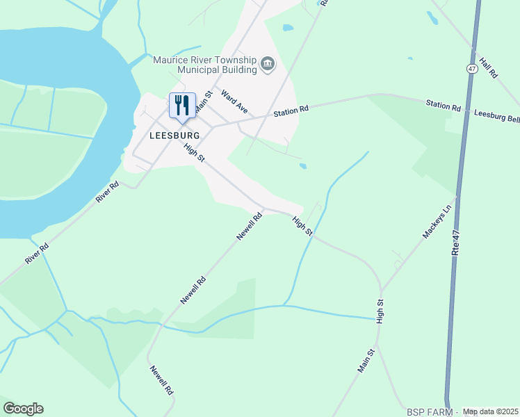 map of restaurants, bars, coffee shops, grocery stores, and more near 110 High Street in Maurice River