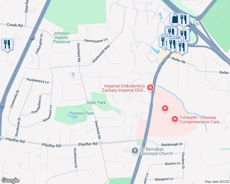 map of restaurants, bars, coffee shops, grocery stores, and more near 10832 Crescendo Court in Montgomery