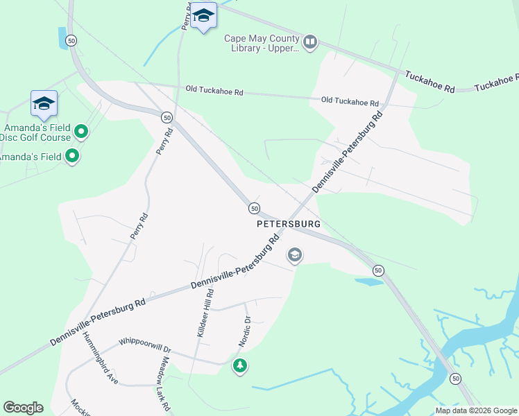 map of restaurants, bars, coffee shops, grocery stores, and more near 725 New Jersey 50 in Woodbine