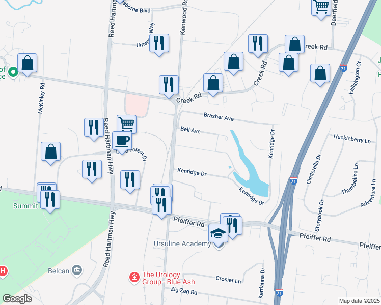 map of restaurants, bars, coffee shops, grocery stores, and more near 4966 Meyers Avenue in Cincinnati