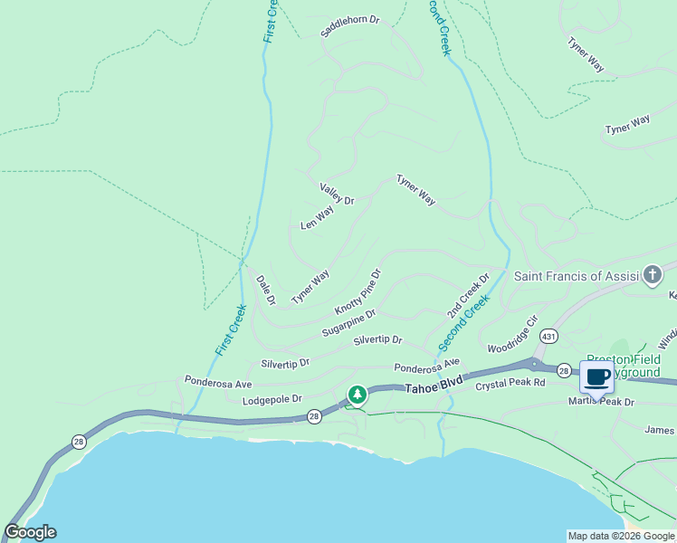 map of restaurants, bars, coffee shops, grocery stores, and more near 568 Dale Drive in Incline Village