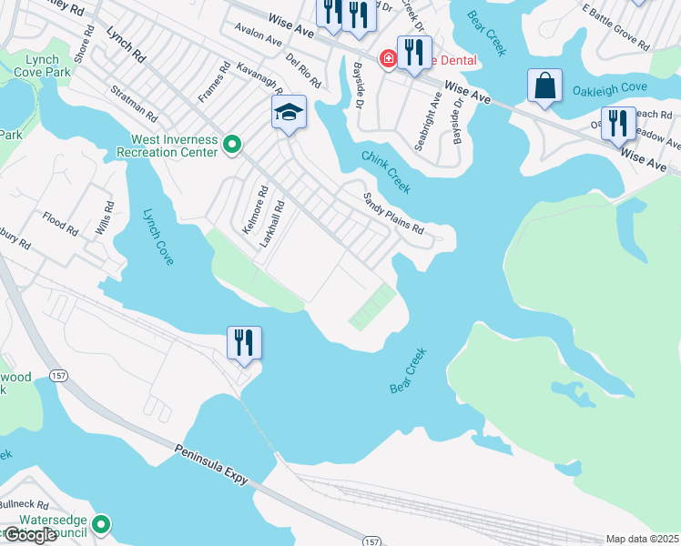 map of restaurants, bars, coffee shops, grocery stores, and more near 2017 Paulette Road in Dundalk