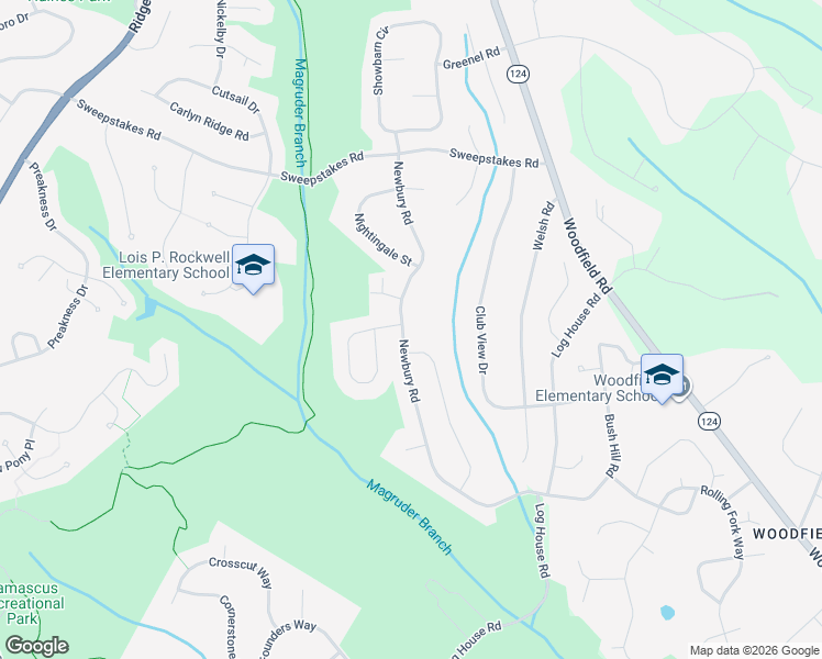 map of restaurants, bars, coffee shops, grocery stores, and more near 24209 Newbury Road in Gaithersburg