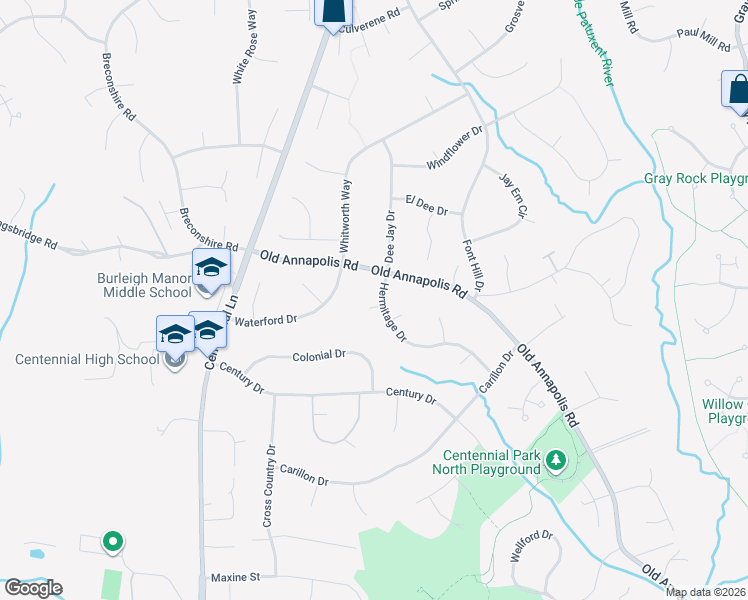 map of restaurants, bars, coffee shops, grocery stores, and more near 4208 Hermitage Drive in Ellicott City