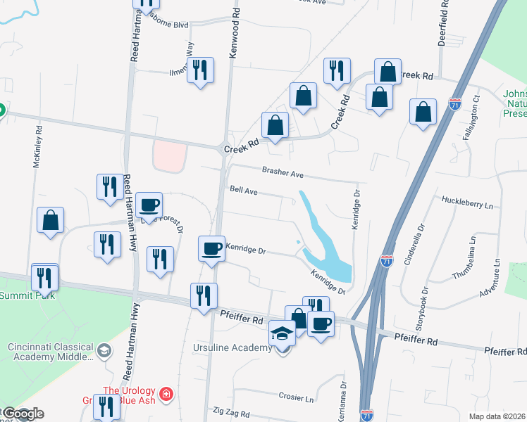 map of restaurants, bars, coffee shops, grocery stores, and more near 5178 Meyers Avenue in Cincinnati