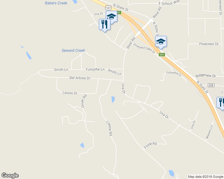 map of restaurants, bars, coffee shops, grocery stores, and more near 8051 Lorene Road in Redwood Valley