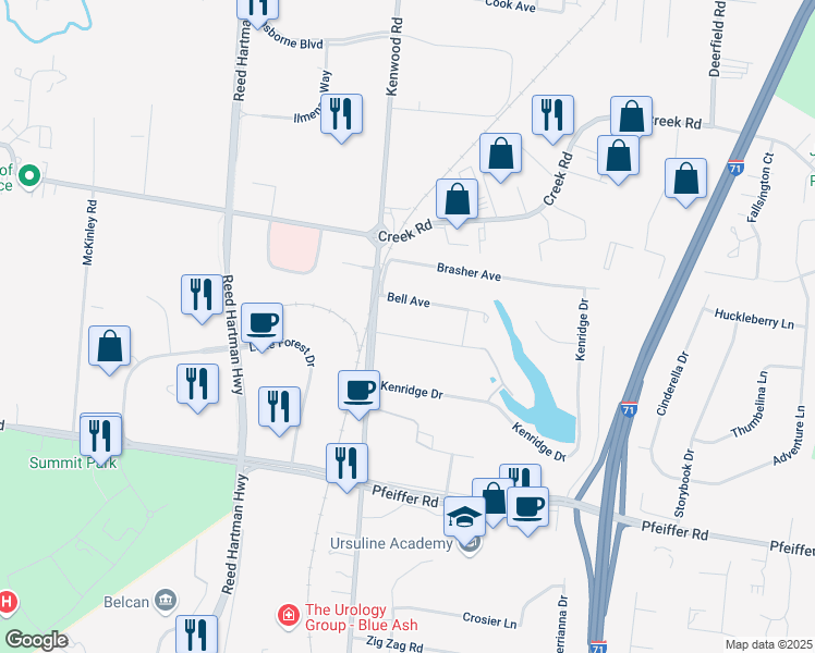 map of restaurants, bars, coffee shops, grocery stores, and more near 4966 Meyers Avenue in Cincinnati