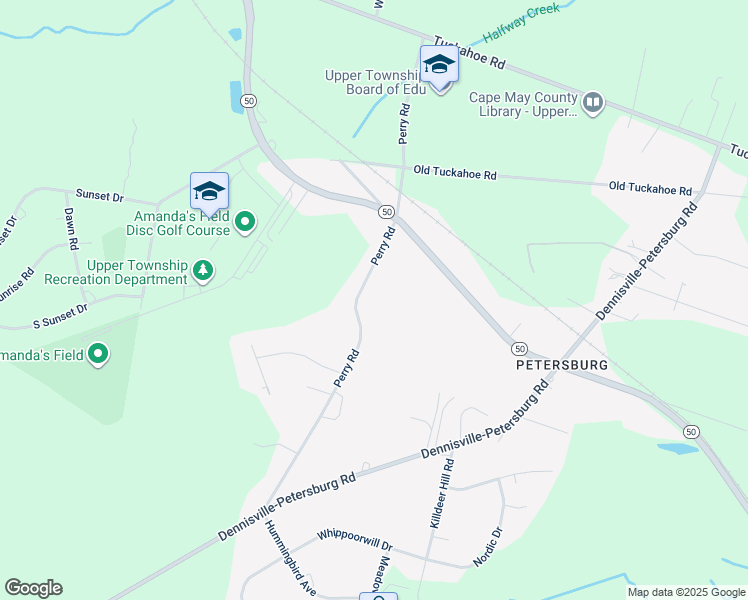 map of restaurants, bars, coffee shops, grocery stores, and more near 71 Perry Road in Woodbine