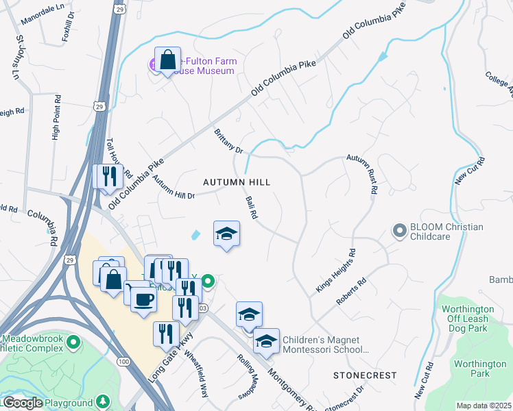 map of restaurants, bars, coffee shops, grocery stores, and more near 8634 Bali Road in Ellicott City