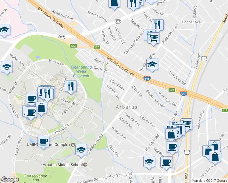 map of restaurants, bars, coffee shops, grocery stores, and more near 1139 Linden Avenue in Halethorpe