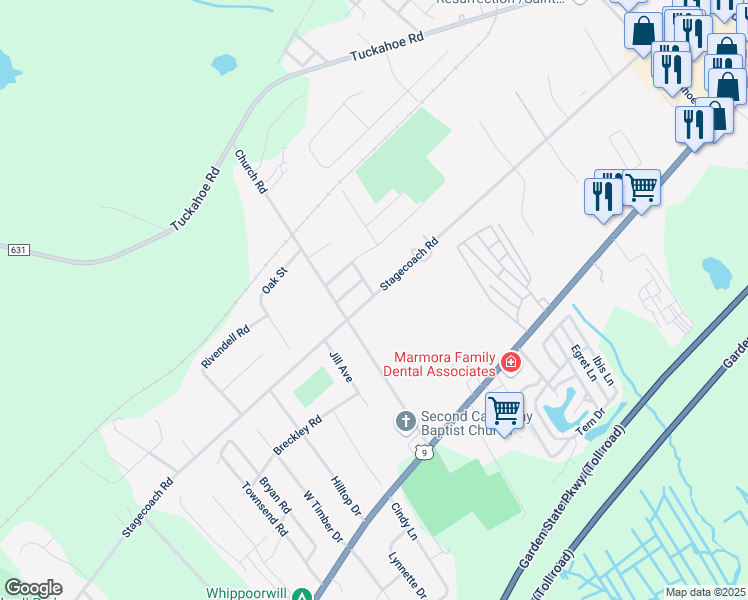 map of restaurants, bars, coffee shops, grocery stores, and more near 437 Stagecoach Road in Marmora