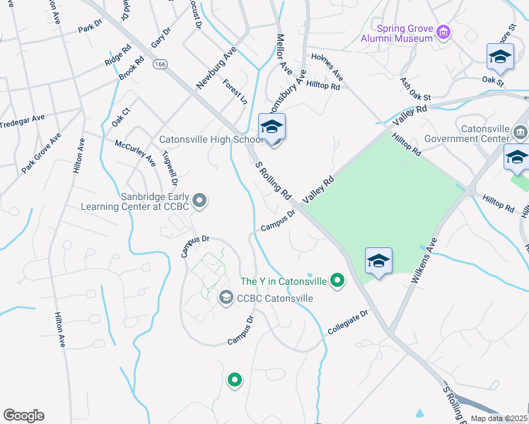 map of restaurants, bars, coffee shops, grocery stores, and more near 718 Hunter Way in Catonsville
