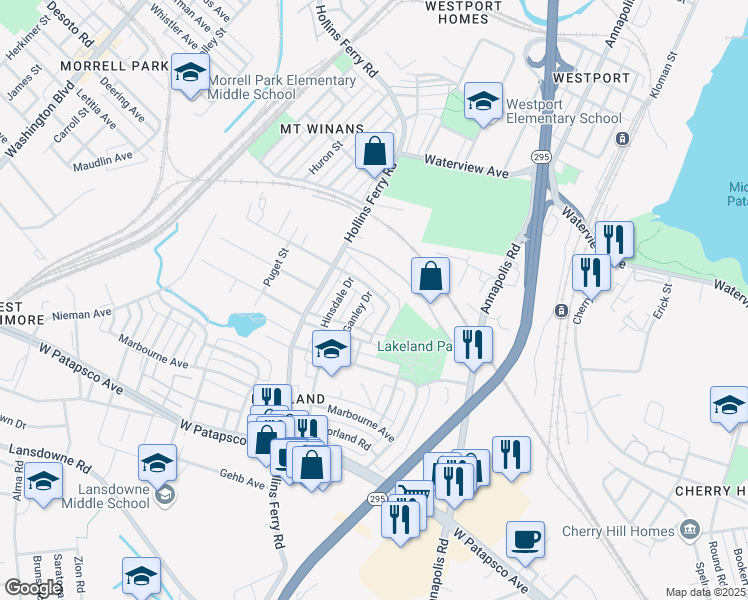 map of restaurants, bars, coffee shops, grocery stores, and more near 2706 Northshire Drive in Baltimore
