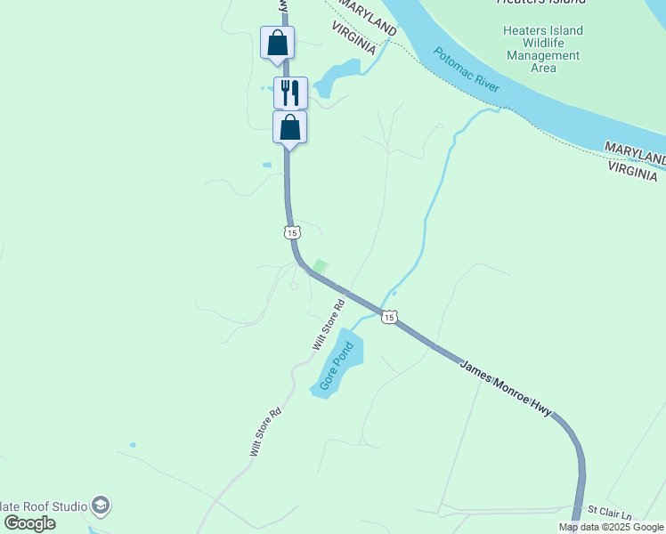 map of restaurants, bars, coffee shops, grocery stores, and more near 12982 James Monroe Highway in Leesburg