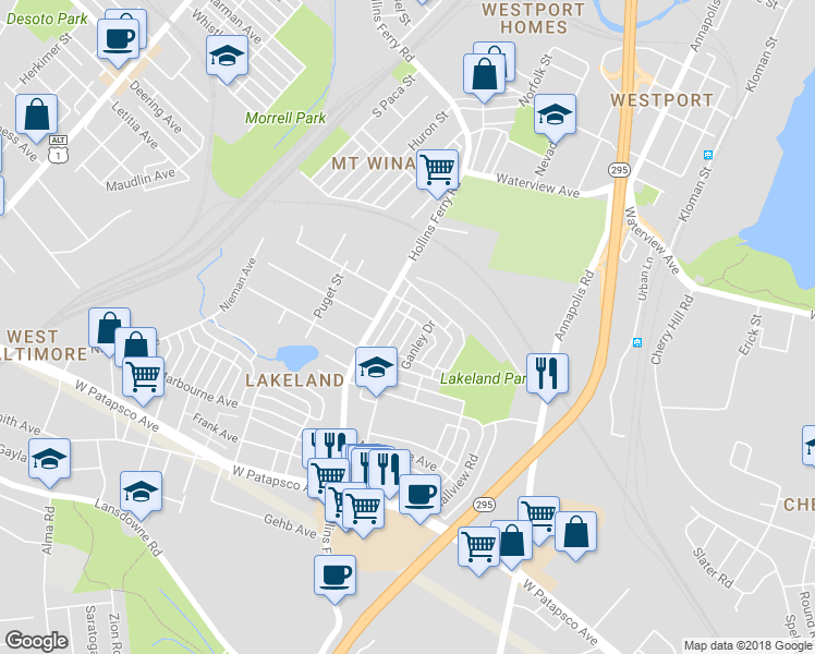 map of restaurants, bars, coffee shops, grocery stores, and more near 2811 Hinsdale Drive in Baltimore