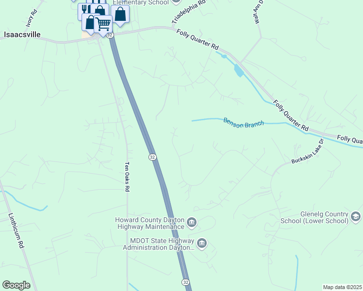 map of restaurants, bars, coffee shops, grocery stores, and more near 4344 Buckskin Wood Drive in Ellicott City
