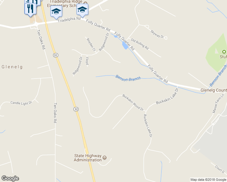 map of restaurants, bars, coffee shops, grocery stores, and more near 4264 Buckskin Wood Drive in Ellicott City