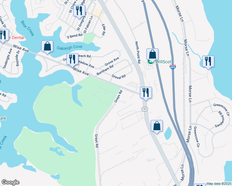 map of restaurants, bars, coffee shops, grocery stores, and more near 1815 John Stricker Avenue in Baltimore