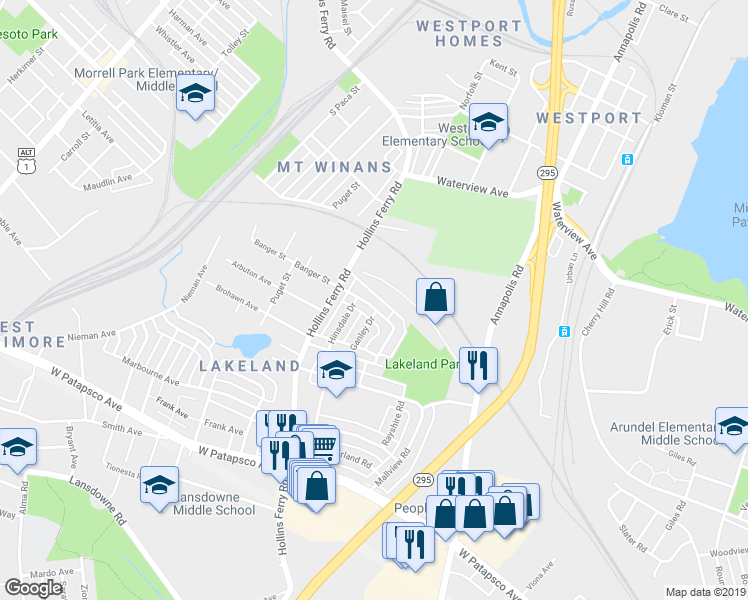 map of restaurants, bars, coffee shops, grocery stores, and more near 2633 Northshire Drive in Baltimore