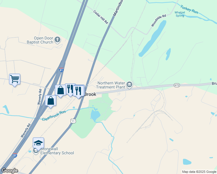 map of restaurants, bars, coffee shops, grocery stores, and more near 109 Aiken Lane in Clear Brook
