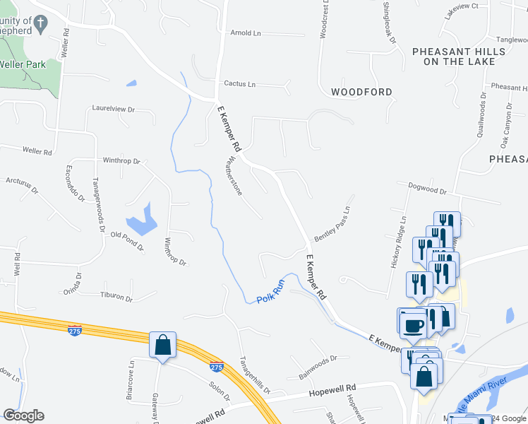 map of restaurants, bars, coffee shops, grocery stores, and more near 10720 Weatherstone in Loveland