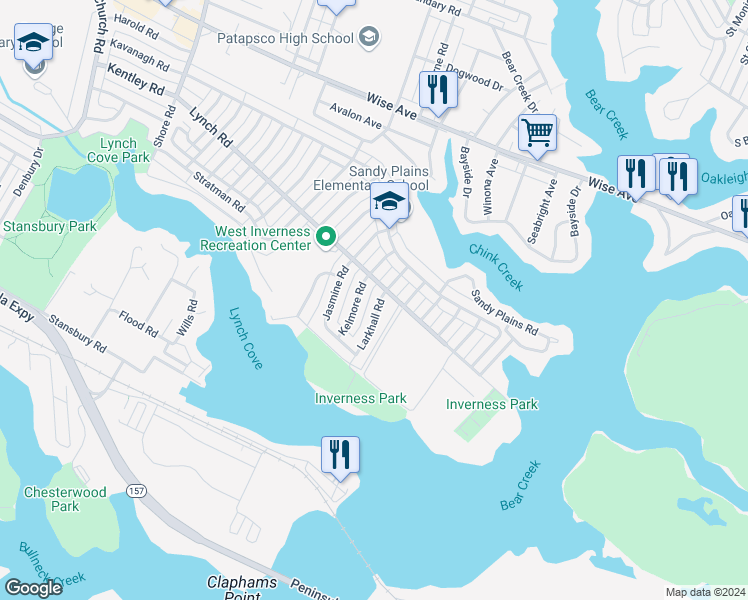 map of restaurants, bars, coffee shops, grocery stores, and more near 2014 Larkhall Road in Dundalk