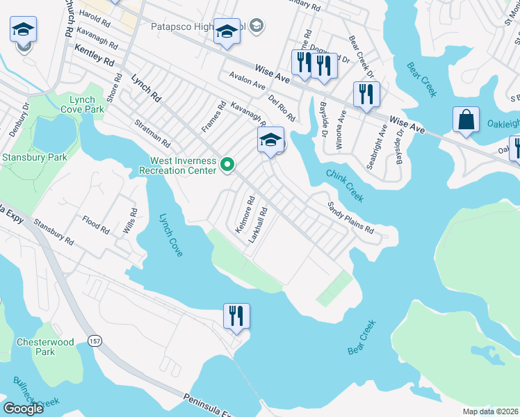 map of restaurants, bars, coffee shops, grocery stores, and more near 2014 Larkhall Road in Dundalk