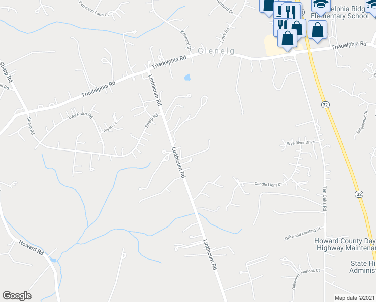 map of restaurants, bars, coffee shops, grocery stores, and more near 4099 Linthicum Road in Dayton
