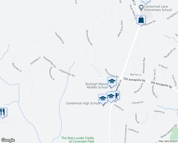 map of restaurants, bars, coffee shops, grocery stores, and more near 10429 Kingsbridge Road in Ellicott City
