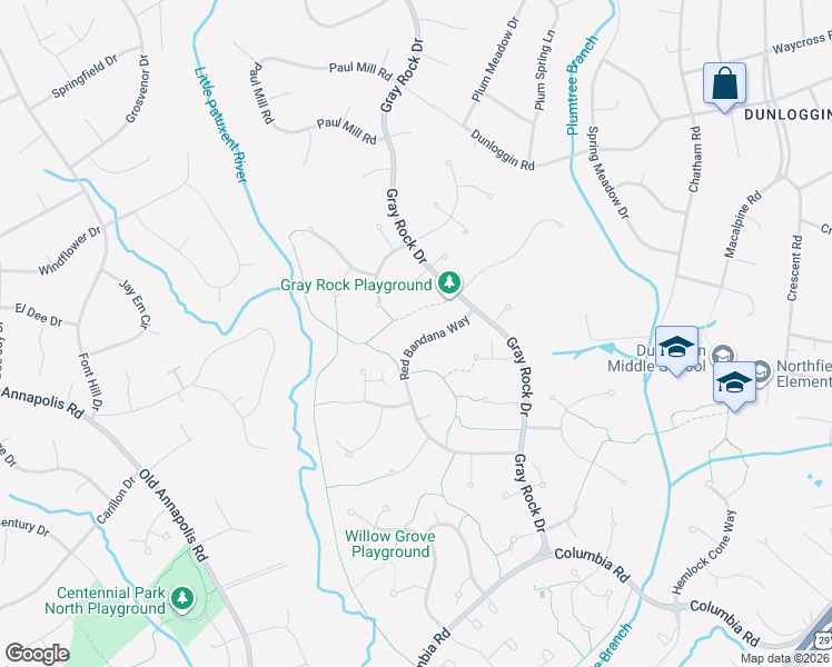 map of restaurants, bars, coffee shops, grocery stores, and more near 4134 Red Bandana Way in Ellicott City