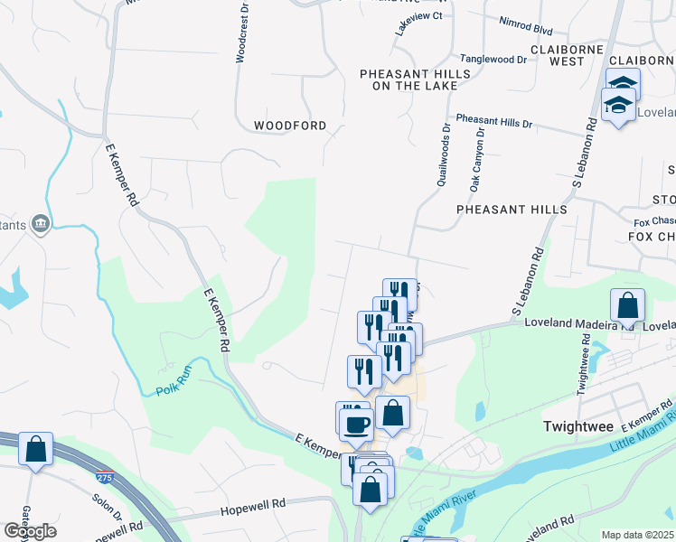 map of restaurants, bars, coffee shops, grocery stores, and more near 196 Redbud Court in Loveland