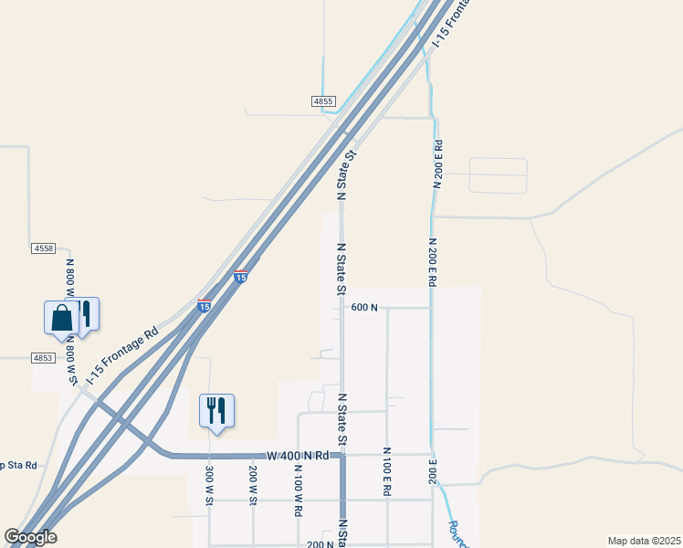 map of restaurants, bars, coffee shops, grocery stores, and more near 640 North State Street in Scipio